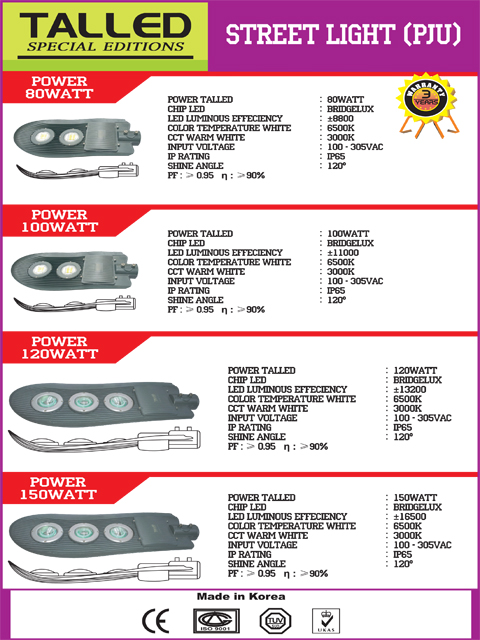 Lampu Jalan LED Talled 80 W, 100 W, 120 W, 150 W